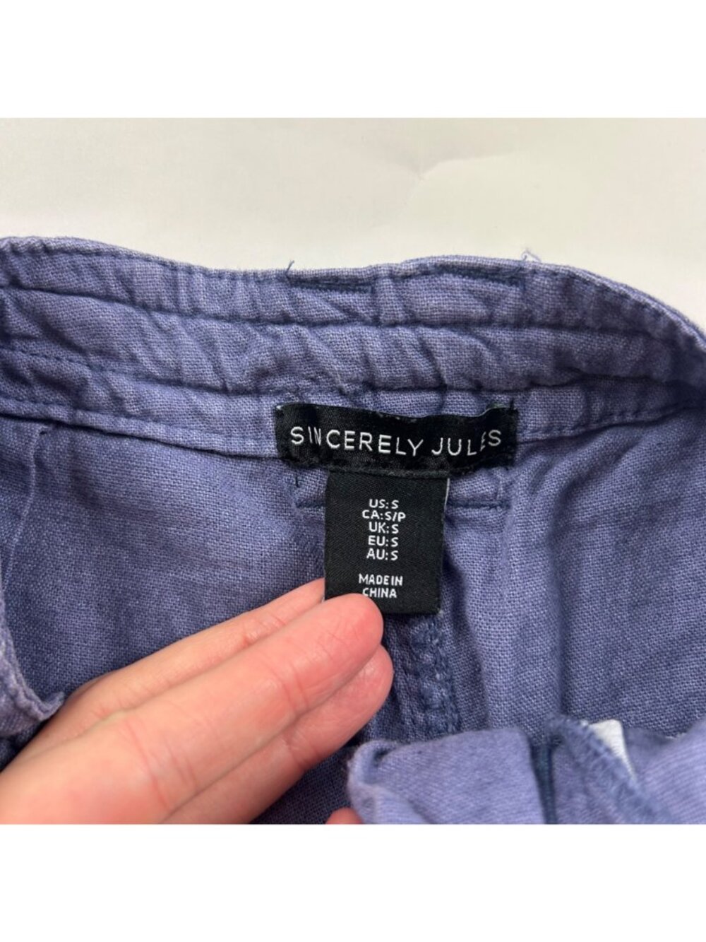 Sincerely Jules Blue Linen Blend Wide Leg Cargo Pant S - Picture 3 of 6